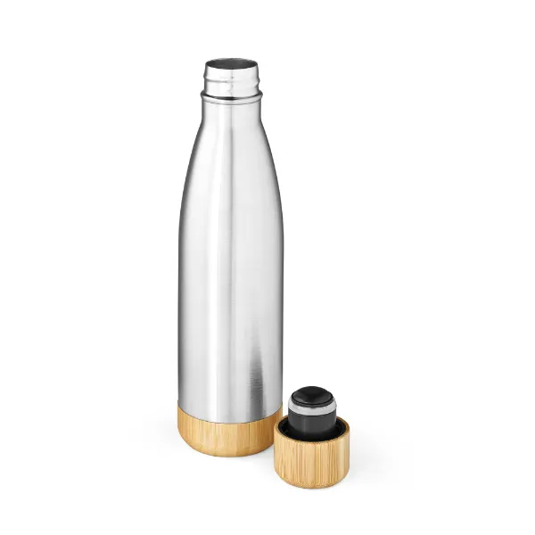 Garrafa personalizada em aço inox reciclado tampa em bambu 800 ml Garrafa personalizada em aço inox reciclado tampa em bambu 800 ml